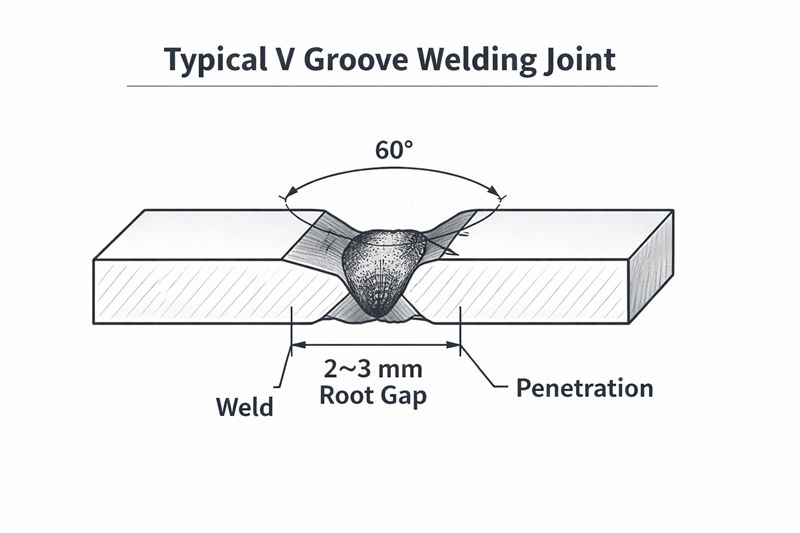 V groove welding